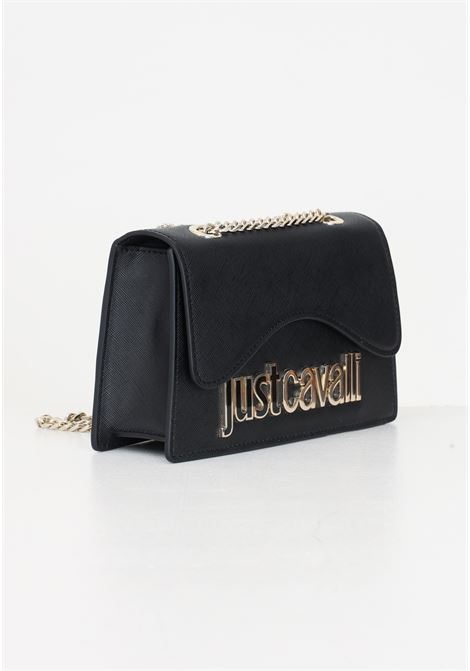 Black women's shoulder bag with two-tone metallic logo JUST CAVALLI | 77RA4BB7ZS766899